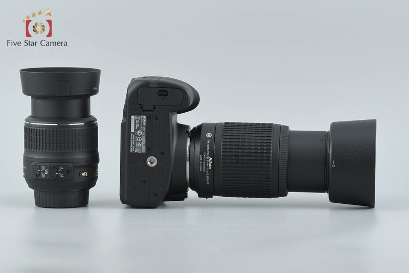 "Count 649" Nikon D3200 Black 24.2 MP DSLR AF-S DX 18-55 55-200 VR Lenses