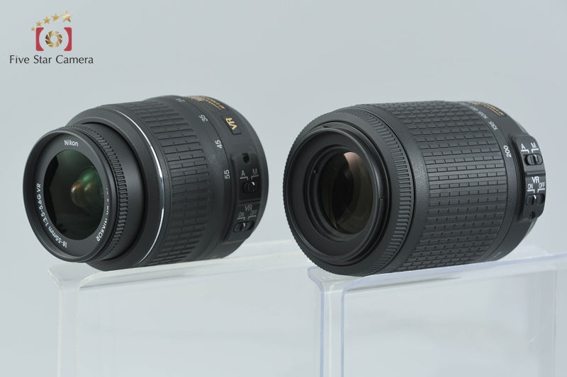 "Count 649" Nikon D3200 Black 24.2 MP DSLR AF-S DX 18-55 55-200 VR Lenses