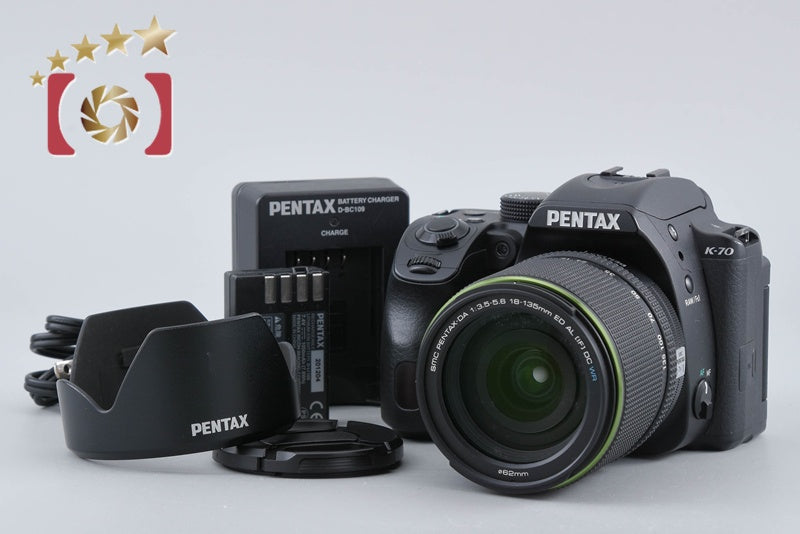 PENTAX K-70 Black 24.0 MP DSLR Camera 18-135 WR Lens