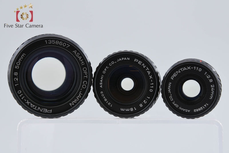 Pentax 110 18mm f/2.8 + 24mm f/2.8 + 50mm f/2.8