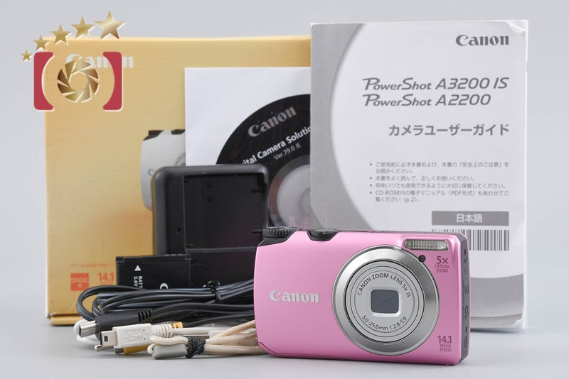 Canon PowerShot A3200 IS Pink 14.1 MP Digital Camera w/ Box