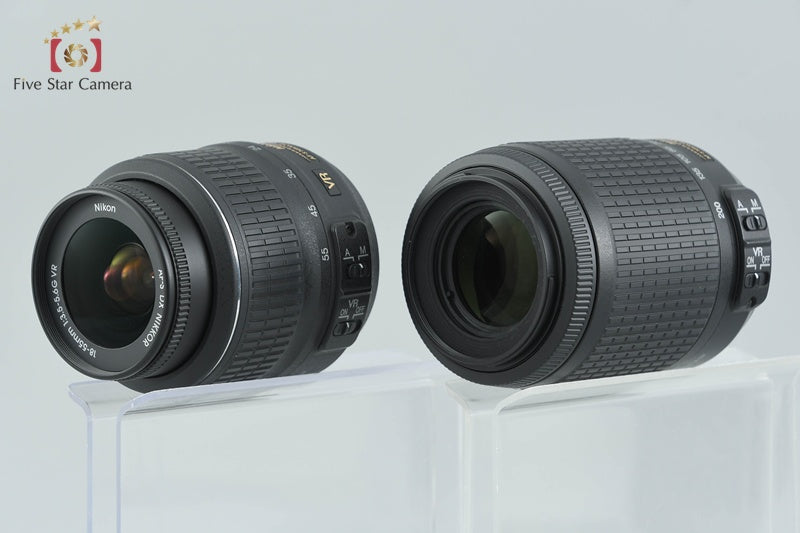 Nikon D5000 12.3 MP DSLR Camera 18-55 55-200 VR Lenses