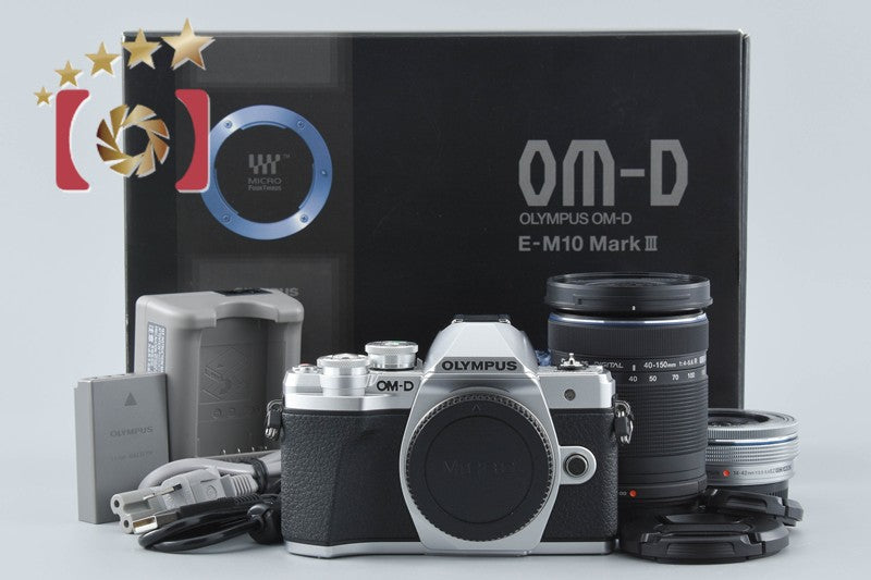 "Count 285" Olympus OM-D E-M10 Mark III Silver 16.1MP 14-42 40-150 Lenses w/ Box
