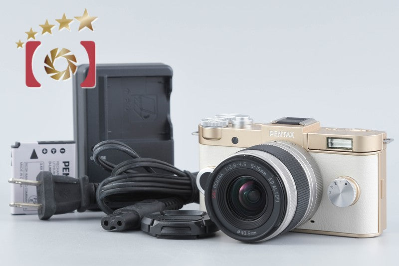 "Count 964" PENTAX Q-S1 Gold x Cream 12.4 MP Digital Mirrorless Camera 5-15 Lens