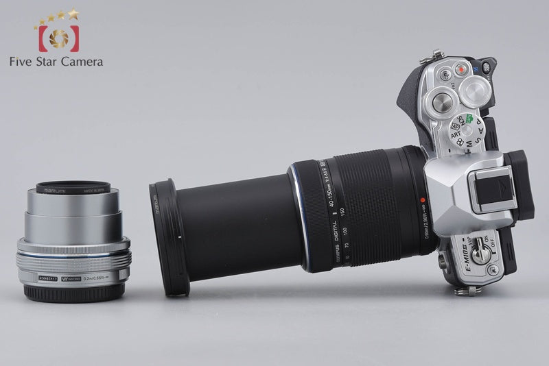"Count 1,527" Olympus OM-D E-M10 Mark III Silver 16.1 MP 14-42 40-150 EZ Lenses