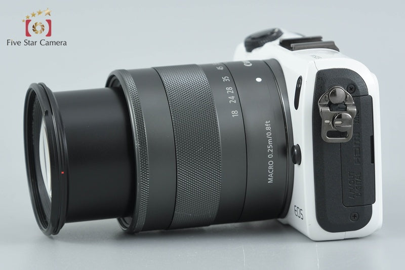 Canon EOS M White 18.0 MP Mirrorless Camera EF-M 18-55 IS STM Lens