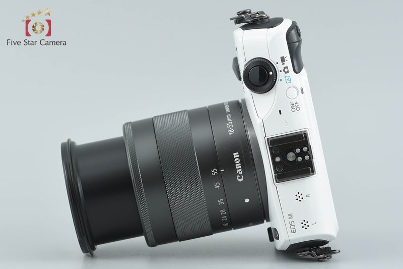 Canon EOS M White 18.0 MP Mirrorless Camera EF-M 18-55 IS STM Lens