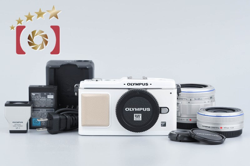 "Count 1,420" Olympus PEN E-P1 White 12.3 MP Digital Camera 14-42 17 Lenses