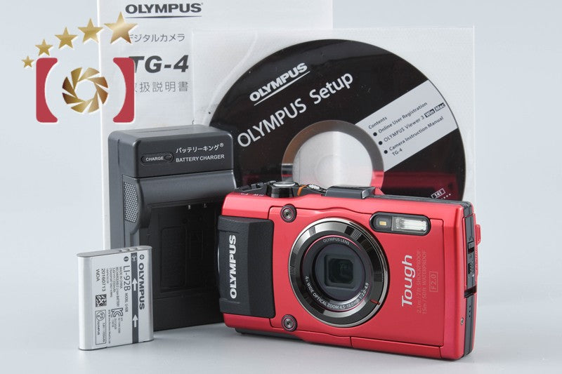 "Shutter count 7" Olympus STYLUS TG-4 Tough Red 16.0 MP Digital Camera