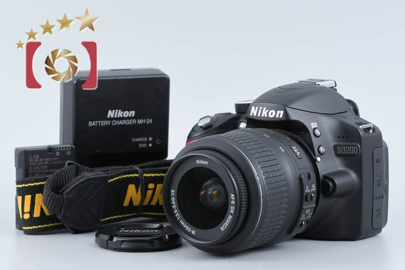 "Shutter count 2,975" Nikon D3200 Black 24.2 MP DSLR 18-55 VR Lens