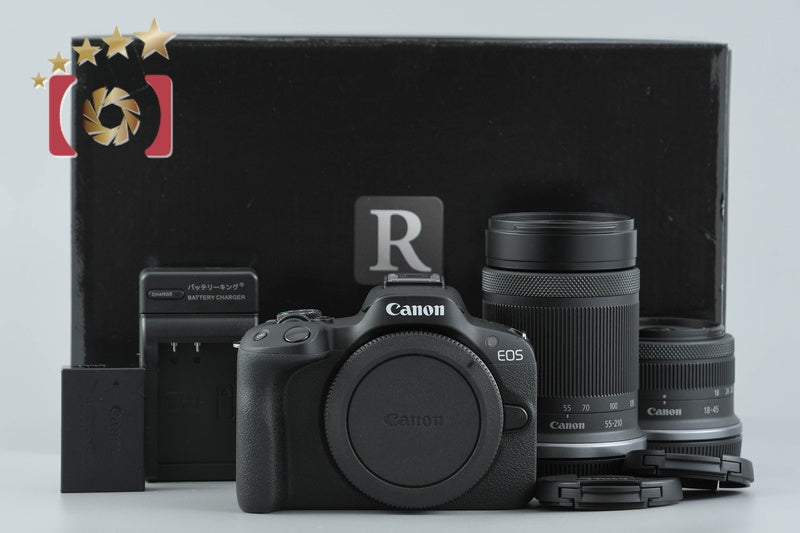 Canon EOS R50 Black 24.2 MP RF-S 18-45 55-210 Lenses w/ Box