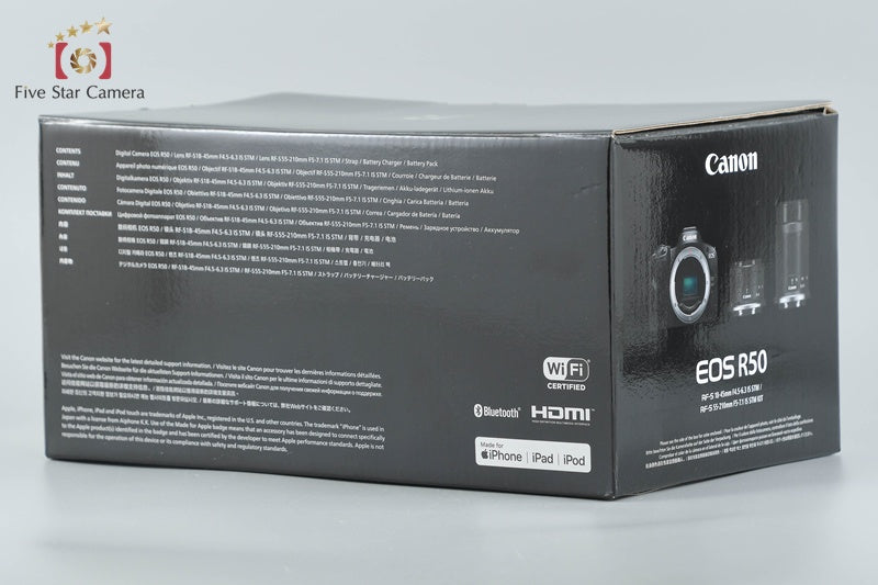 Canon EOS R50 Black 24.2 MP RF-S 18-45 55-210 Lenses w/ Box