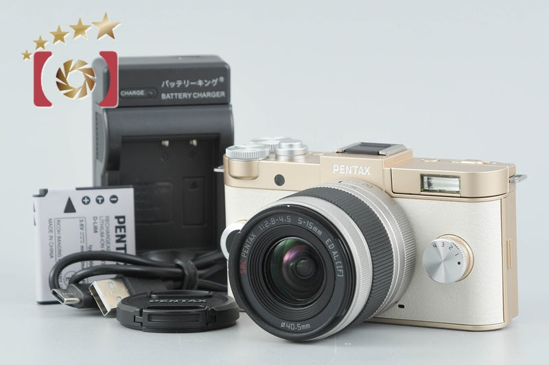 "Count 994" PENTAX Q-S1 Gold x Cream 12.4 MP Digital Mirrorless Camera 5-15 Lens