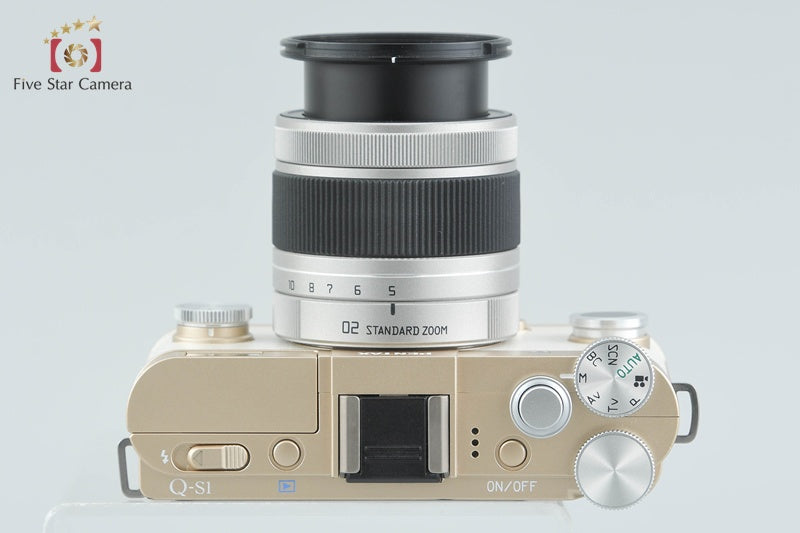 "Count 994" PENTAX Q-S1 Gold x Cream 12.4 MP Digital Mirrorless Camera 5-15 Lens