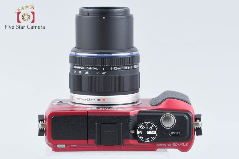 "Count 197" Olympus PEN Lite E-PL2 Red 12.3 MP Digital Camera 14-42 Lens