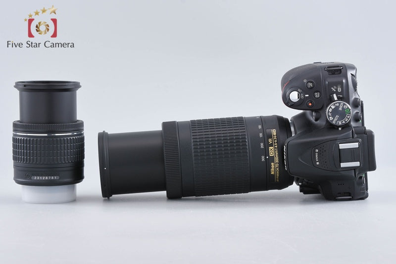 "Count 4,155" Nikon D5300 Black 24.2 MP DSLR AF-P 18-55 70-300 VR Lenses w/ Box