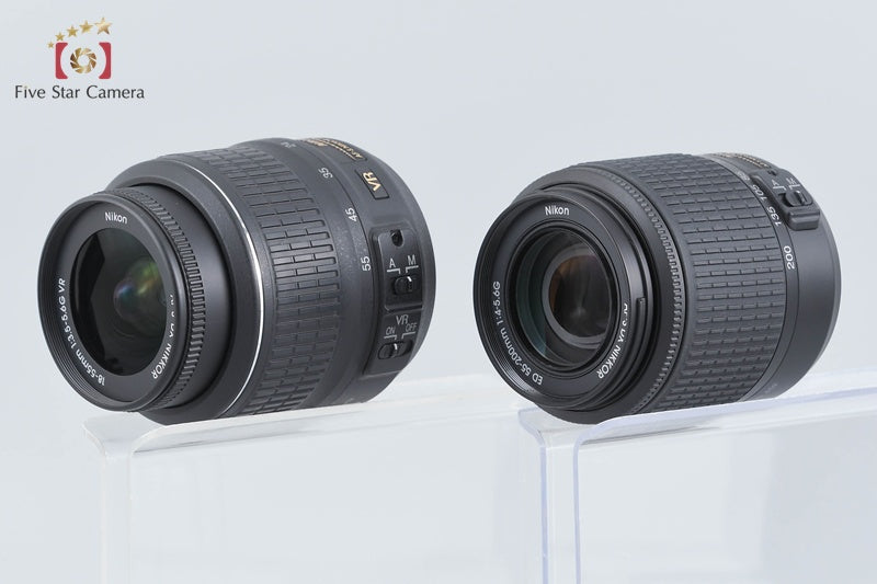 "Shutter count 5,124" Nikon D40 Black 6.1 MP DSLR AF-S DX 18-55 55-200 Lenses
