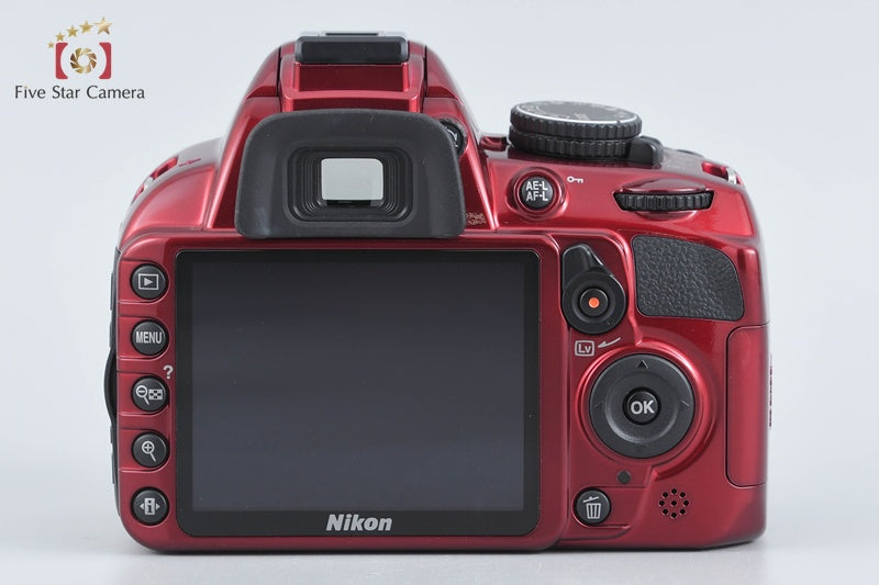 "Count 941" Nikon D3100 Red 14.2 MP Digital SLR Camera 18-55 55-200 Lenses