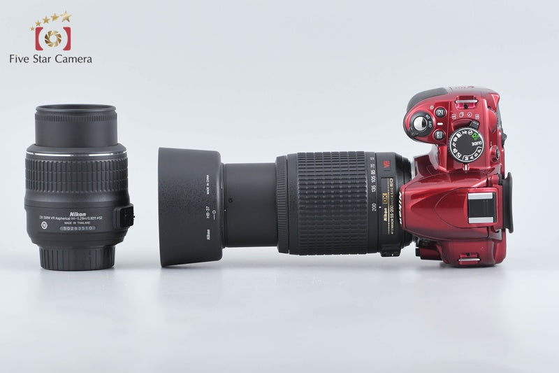 "Count 941" Nikon D3100 Red 14.2 MP Digital SLR Camera 18-55 55-200 Lenses