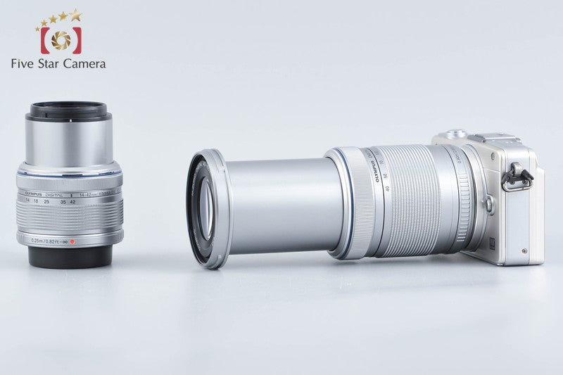 "Count 1,565" Olympus PEN mini E-PM2 Silver 16.5 MP 14-42 40-150 Lenses