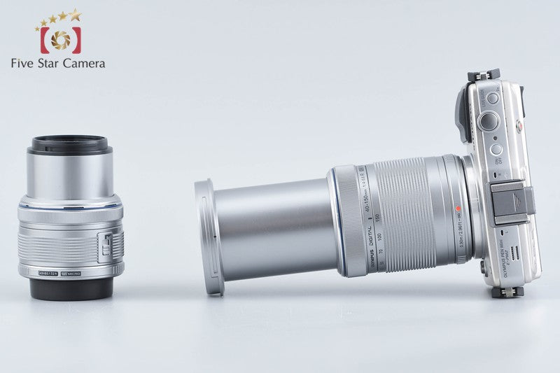 "Count 1,565" Olympus PEN mini E-PM2 Silver 16.5 MP 14-42 40-150 Lenses