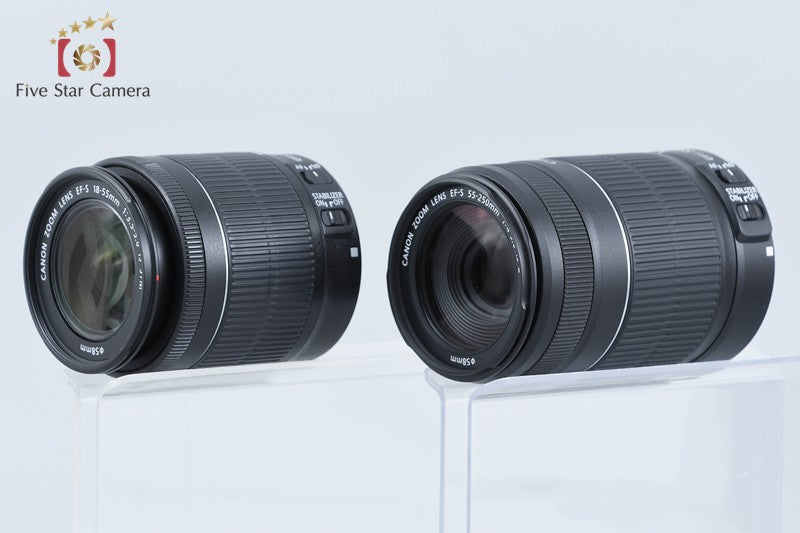 Canon EOS Kiss X7 / Rebel SL1 / 100D Black 18.0 MP 18-55 55-250 Lenses