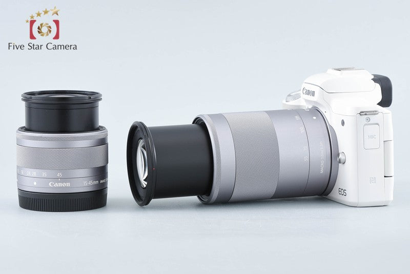 "Count 2,000" Canon EOS Kiss M / M50 White 24.0 MP 15-45 55-200 IS STM Lenses