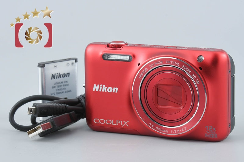 Nikon COOLPIX S6600 Raspberry Red 16.0 MP Digital Camera from Japan