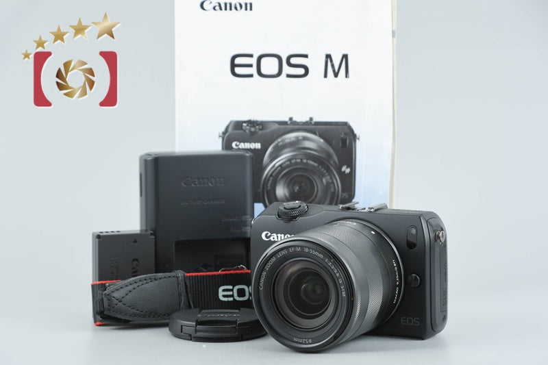 Canon EOS M Black 18.0 MP Mirrorless Camera 18-55 IS STM Lens from Japan