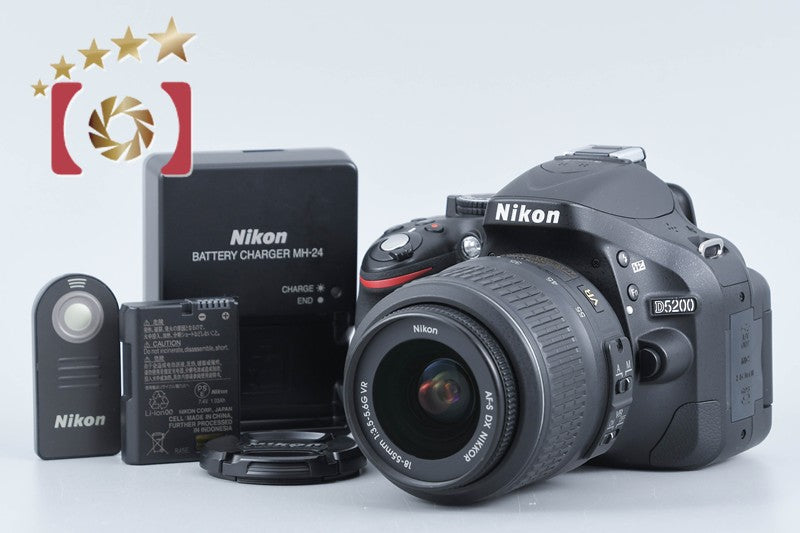 "Count 5,516" Nikon D5200 Black 24.1 MP DSLR Camera 18-55 VR Lens from Japan