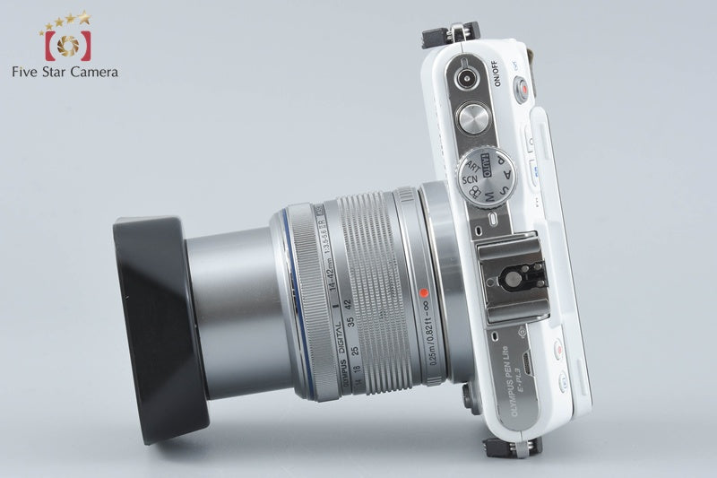 "Count 5,636" Olympus PEN Lite E-PL3 White 12.3 MP 14-42 Lens from Japan