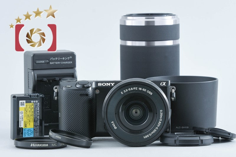 Sony α NEX-5T Black 16.1 MP 16-50 55-210 Lenses [Multiple Languages] from Japan