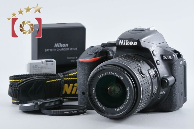 Nikon D5500 Black 24.2 MP Digital SLR Camera 18-55 VR II Lens from Japan