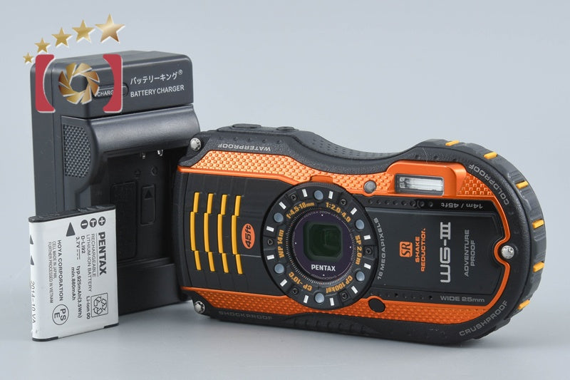 "Count 753" Ricoh Pentax WG-3 Orange 16.0 MP Waterproof Action Camera from Japan