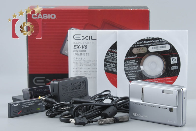 CASIO EXILIM Hi-ZOOM EX-V8 Silver 8.1 MP Digital Camera w/ Box from Japan
