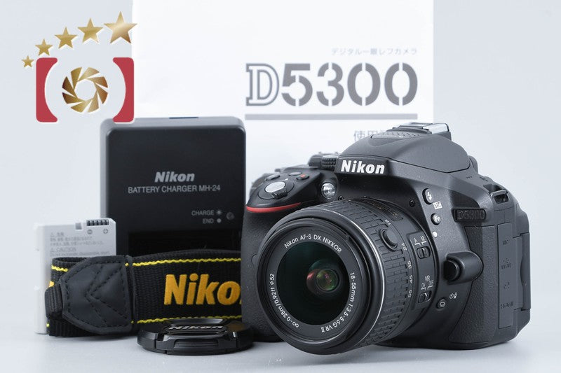 "Count 3,536" Nikon D5300 Black 24.2 MP DSLR Camera 18-55 VR II Lens from Japan