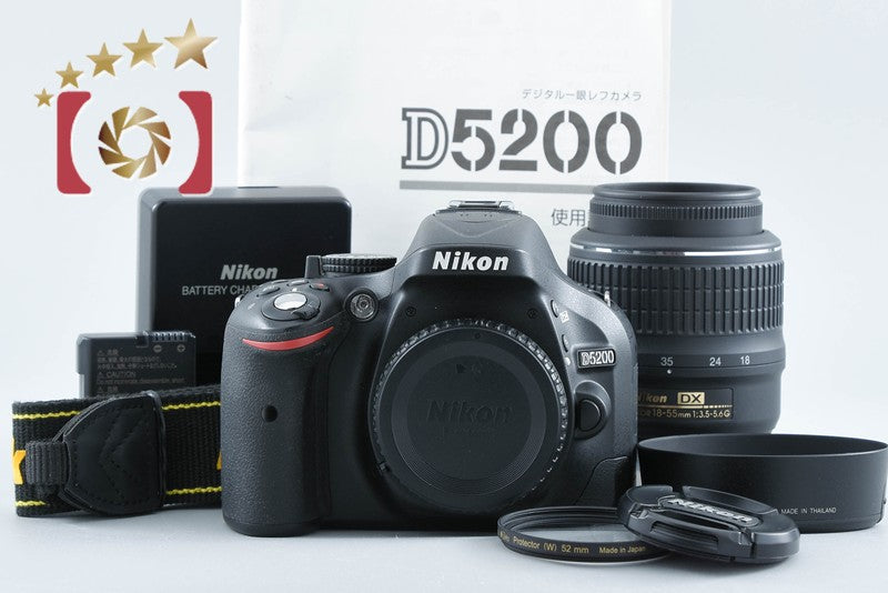 Nikon D5200 Black 24.1 MP DSLR Camera 18-55 VR Lens from Japan