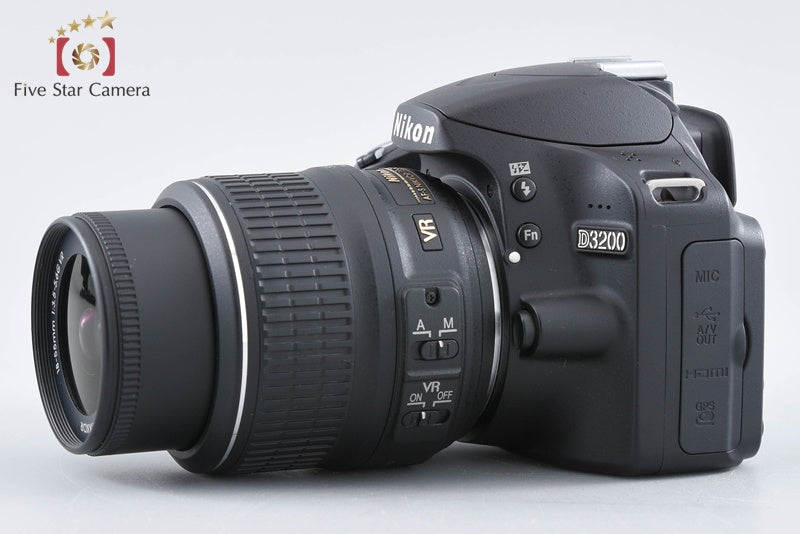 "Count 5,315" Nikon D3200 Black 24.2 MP DSLR 18-55 VR Lens w/ Box from Japan