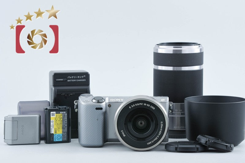 Sony α NEX-5T Silver 16.1 MP 16-50 55-210 Lenses [Multiple Languages] from Japan