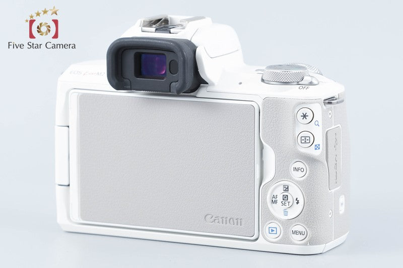 "Count 2,000" Canon EOS Kiss M2 White 24.1MP EF-M 15-45 55-200 Lenses from Japan