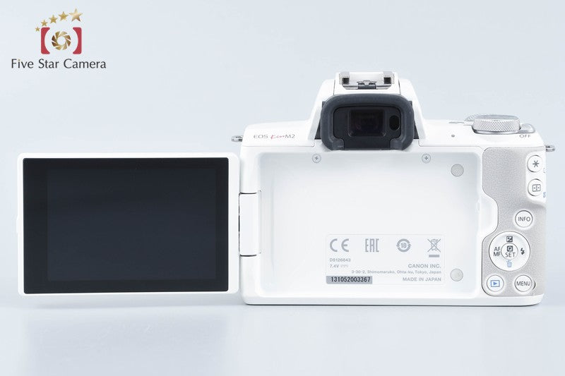 "Count 2,000" Canon EOS Kiss M2 White 24.1MP EF-M 15-45 55-200 Lenses from Japan