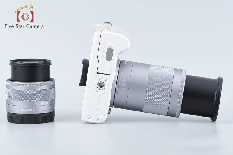 "Count 2,000" Canon EOS Kiss M2 White 24.1MP EF-M 15-45 55-200 Lenses from Japan