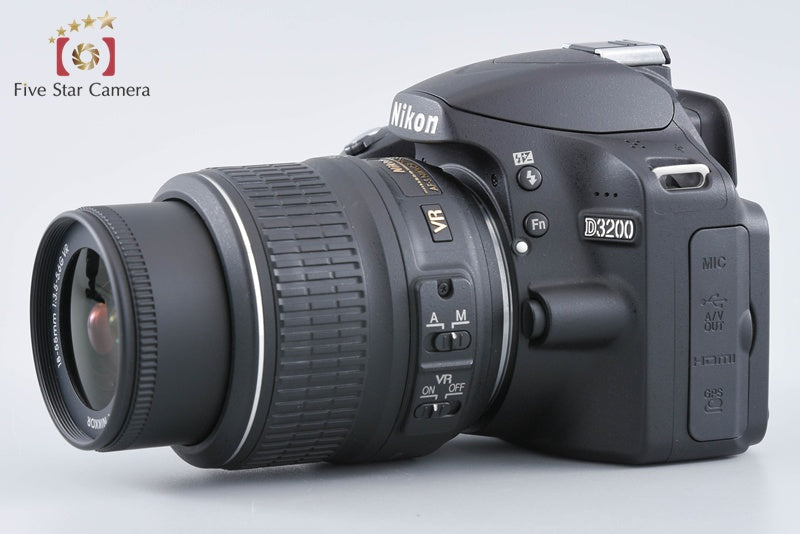 "Shutter count 1,466" Nikon D3200 Black 24.2 MP DSLR 18-55 VR Lens from Japan