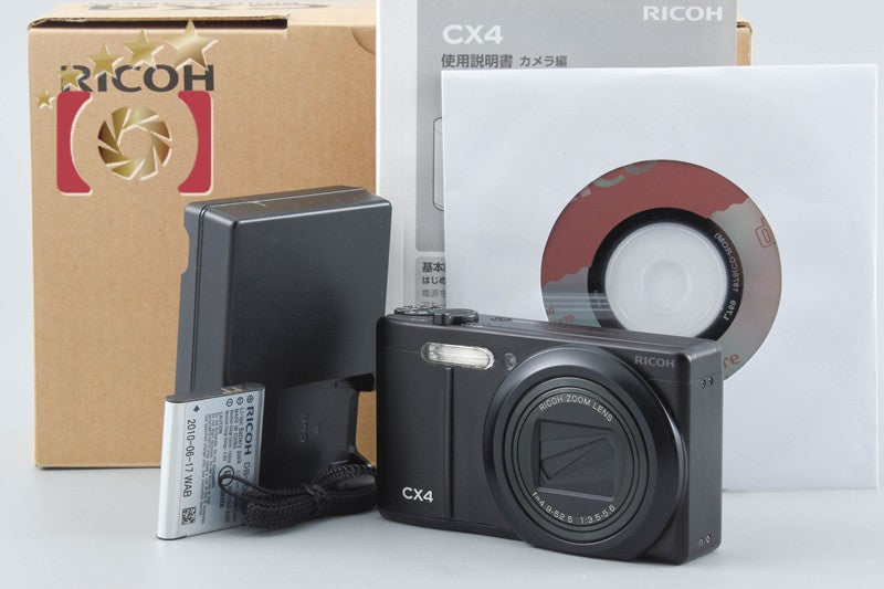 "Shutter count 1,259" Ricoh CX4 Black 10.0 MP Digital Camera w/ Box from Japan
