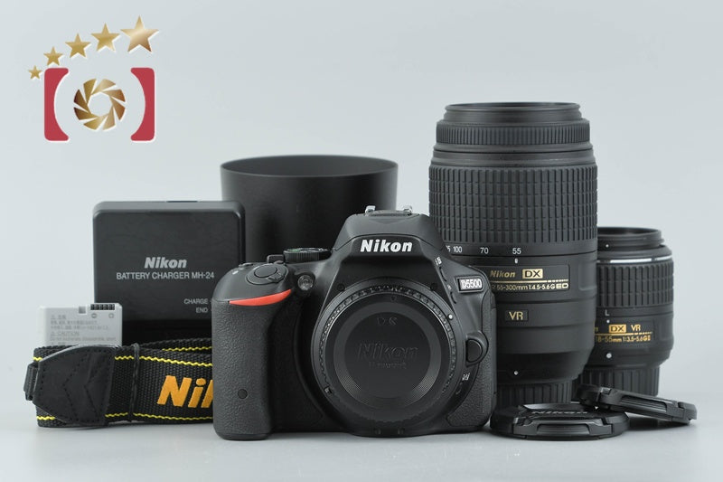 "Count 1,497" Nikon D5500 24.2 MP DSLR Black 18-55 55-300 VR Lenses from Japan
