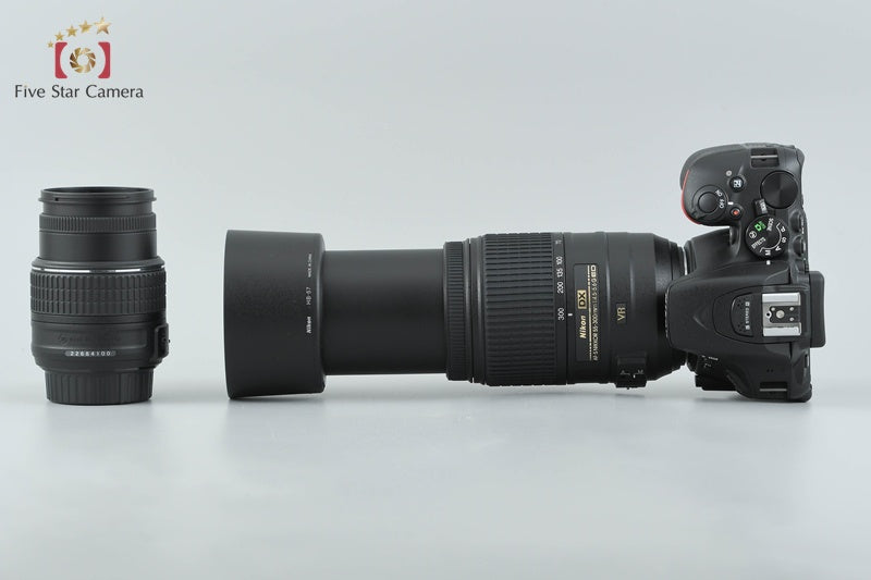 "Count 1,497" Nikon D5500 24.2 MP DSLR Black 18-55 55-300 VR Lenses from Japan