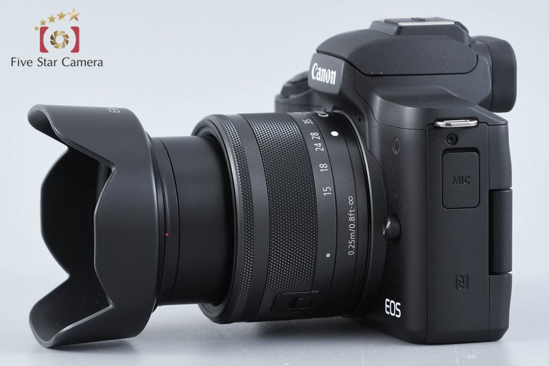 "Count 5,000" Canon EOS Kiss M / M50 Black 24.0 MP 15-45 IS STM Lens from Japan