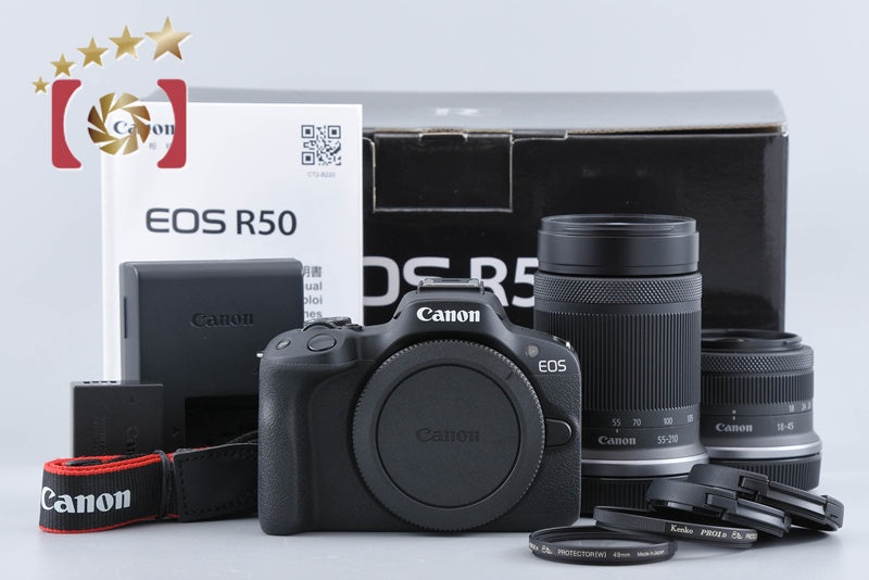 "Count 2,000" Canon EOS R50 Black 24.2 MP RF-S 18-45 55-210 Lenses from Japan