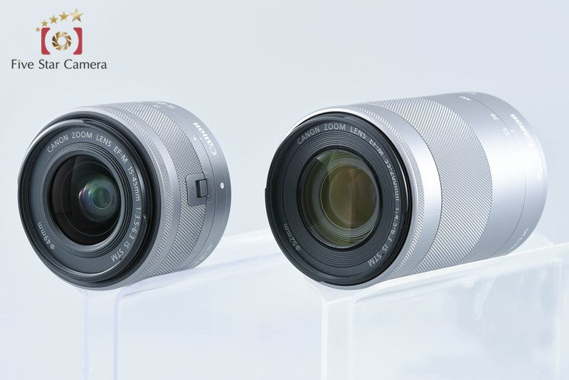 Canon EOS Kiss M2 White 24.1 MP EF-M 15-45 55-200 Lenses from Japan