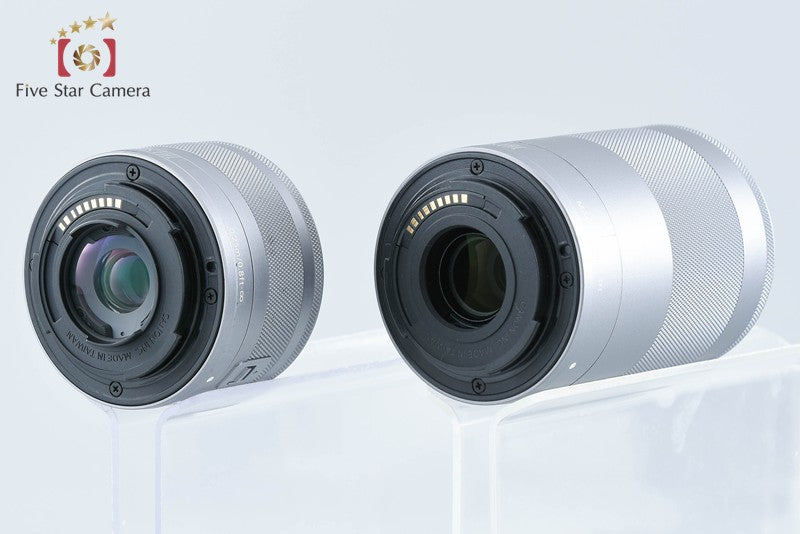 Canon EOS Kiss M2 White 24.1 MP EF-M 15-45 55-200 Lenses from Japan